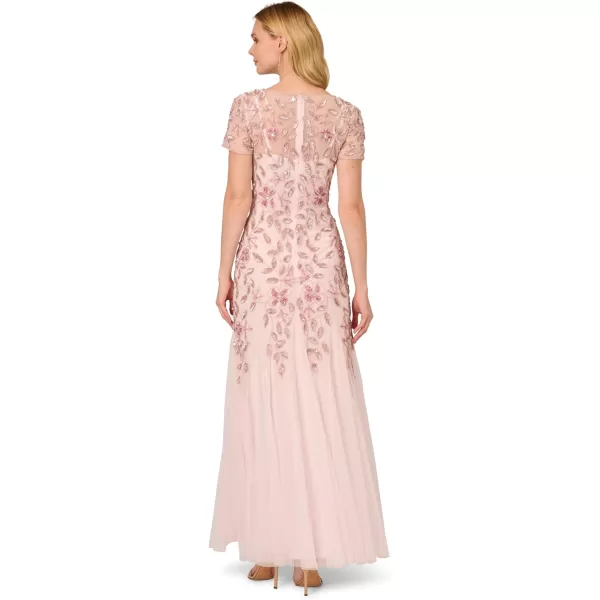 Adrianna Papell Womens Beaded Gown with GodetsBlush Pink