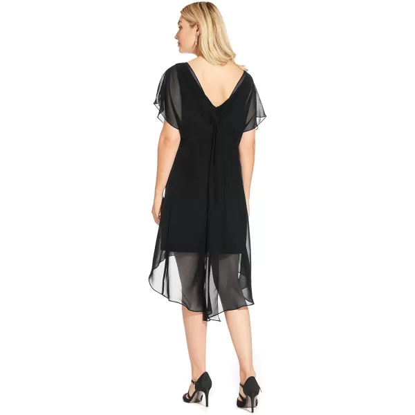 Adrianna Papell Womens Chiffon Overlay Short DressBlack