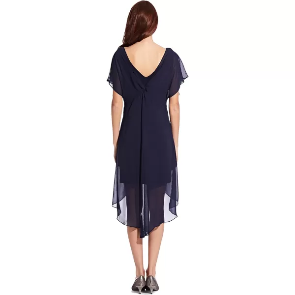 Adrianna Papell Womens Chiffon Overlay Short DressNavy