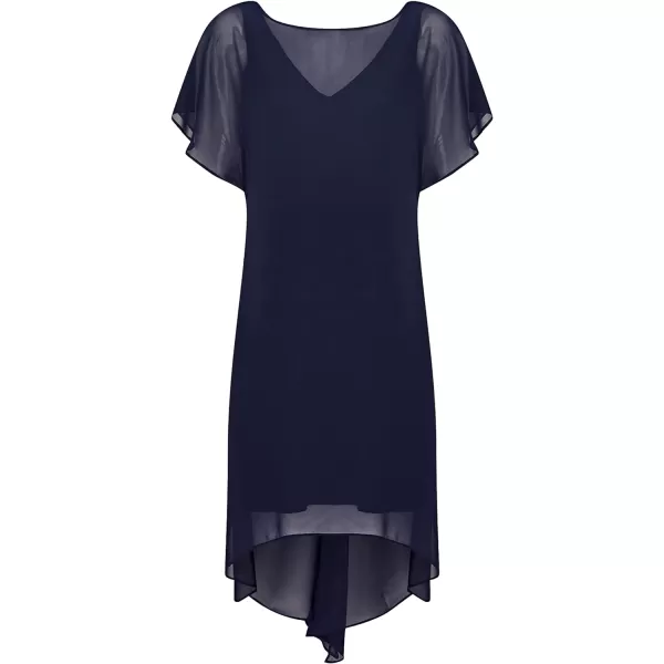 Adrianna Papell Womens Chiffon Overlay Short DressNavy