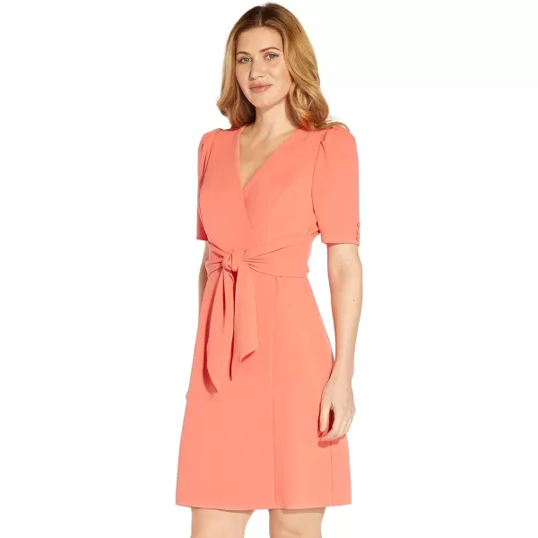 Adrianna Papell Womens Crepe Tie Front Wrap DressPeach Blossom