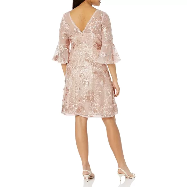 Adrianna Papell Womens Embroidered Sequin CocktailJoyful Blush