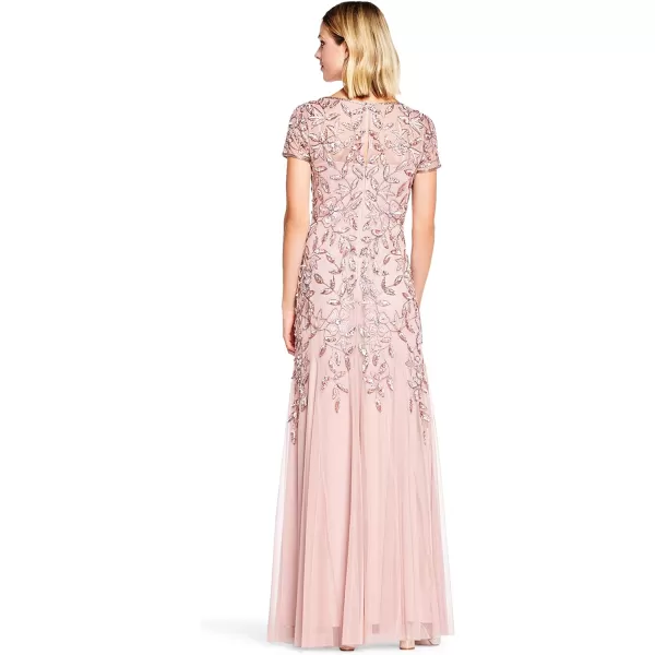 Adrianna Papell Womens Floral Beaded Godet Gown Rose Gold 12Adrianna Papell Womens Floral Beaded Godet Gown Rose Gold 12