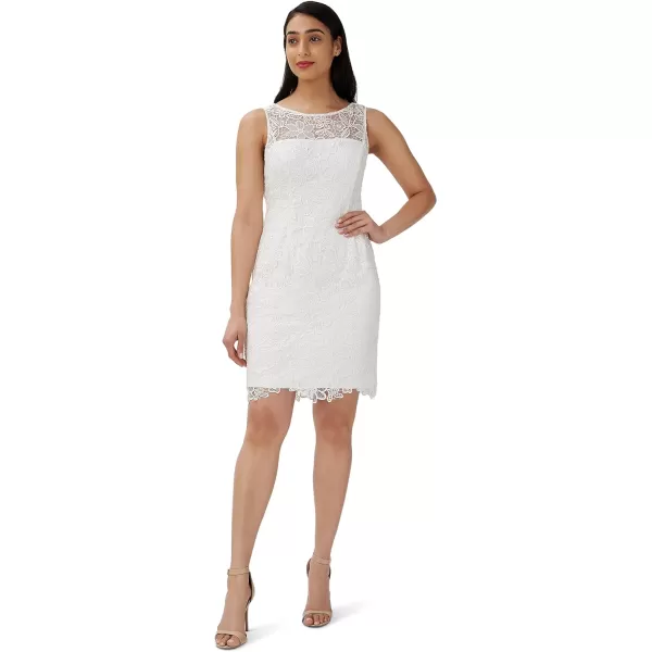 Adrianna Papell Womens Guipure Lace Sheath DressIvory