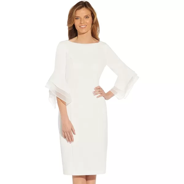 Adrianna Papell Womens Knit Crepe Tiered Sleeve DressStandard Ivory