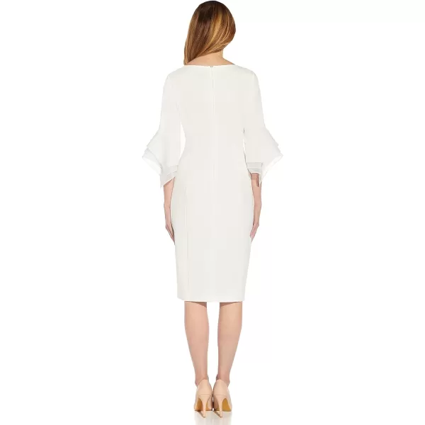 Adrianna Papell Womens Knit Crepe Tiered Sleeve DressStandard Ivory