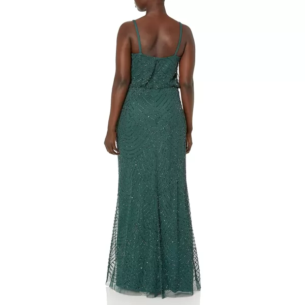 Adrianna Papell Womens Long Beaded Blouson GownDusty Emerald