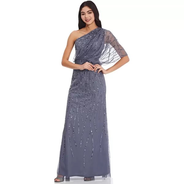 Adrianna Papell Womens Long Beaded DressDusty Blue