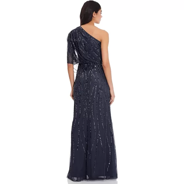 Adrianna Papell Womens Long Beaded DressesDusty Navy