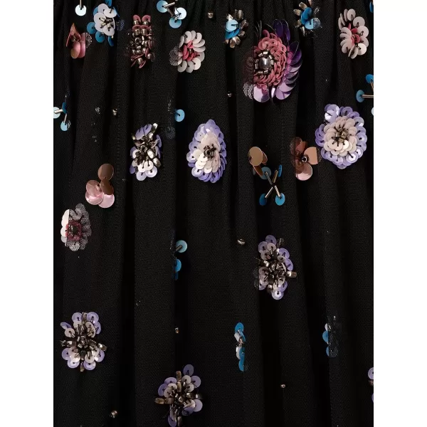 Adrianna Papell Womens Multi Floral Beaded DressBlack Multi