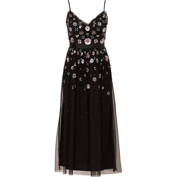 Adrianna Papell Womens Multi Floral Beaded DressBlack Multi