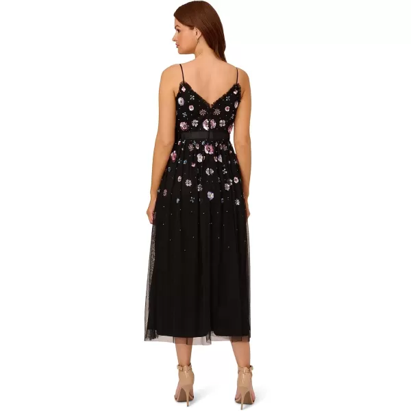 Adrianna Papell Womens Multi Floral Beaded DressBlack Multi