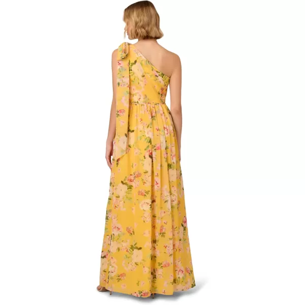 Adrianna Papell Womens One Shoulder Chiffon GownYellow Multi