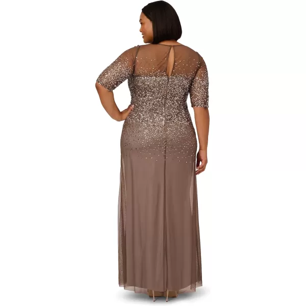 Adrianna Papell Womens PlusSize Beaded Illusion GownLead