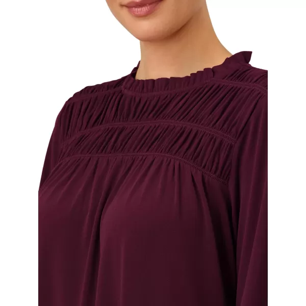 Adrianna Papell Womens Shirred Top Ruffle Neck DressPlum