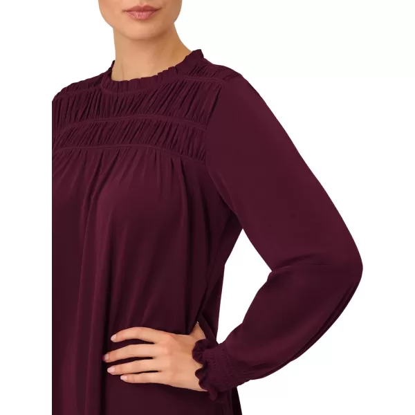 Adrianna Papell Womens Shirred Top Ruffle Neck DressPlum