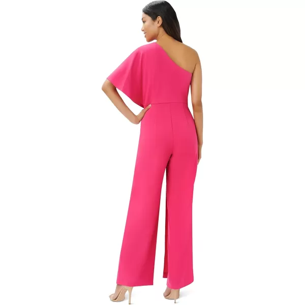 Adrianna Papell Womens Size One Shoulder Crepe Melania Jumpsuit PlusWatermelon Bliss