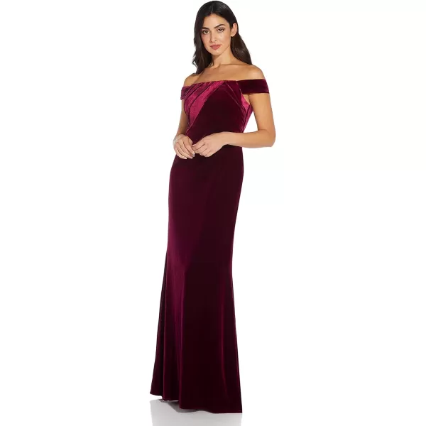 Adrianna Papell Womens Stretch Velvet DressBurgundy