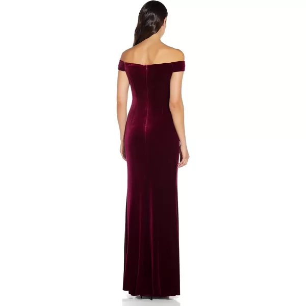 Adrianna Papell Womens Stretch Velvet DressBurgundy