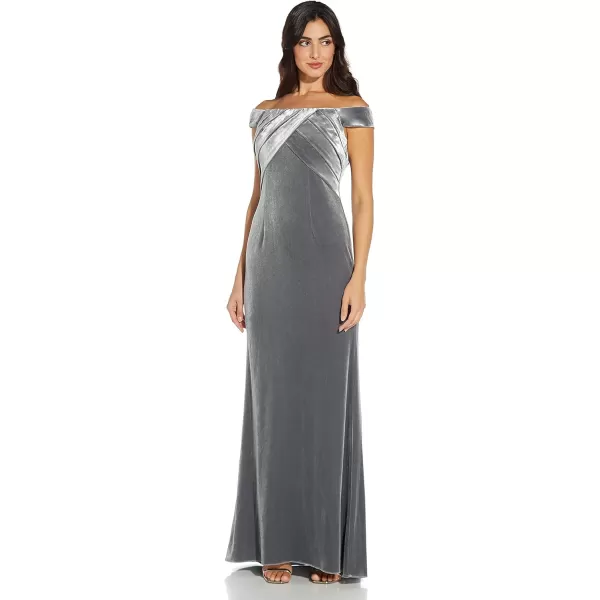 Adrianna Papell Womens Stretch Velvet DressSilver