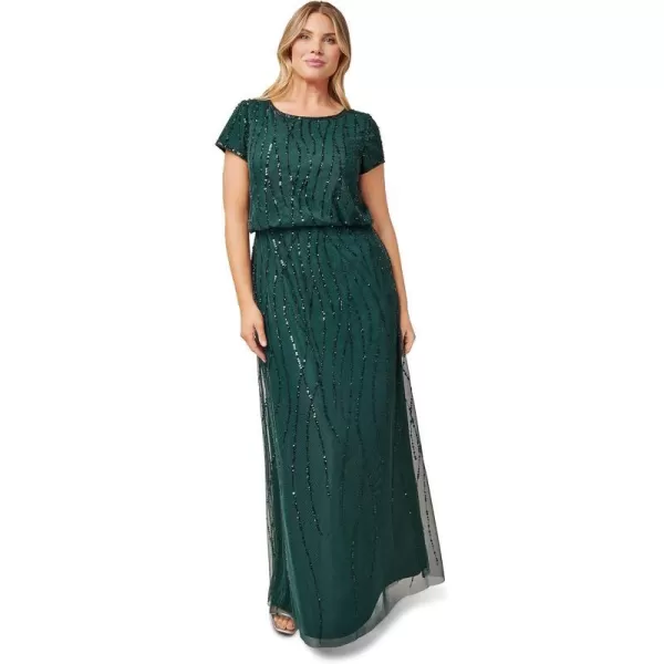 Adrianna Papell Womens Beaded Blouson DressDusty Emerald