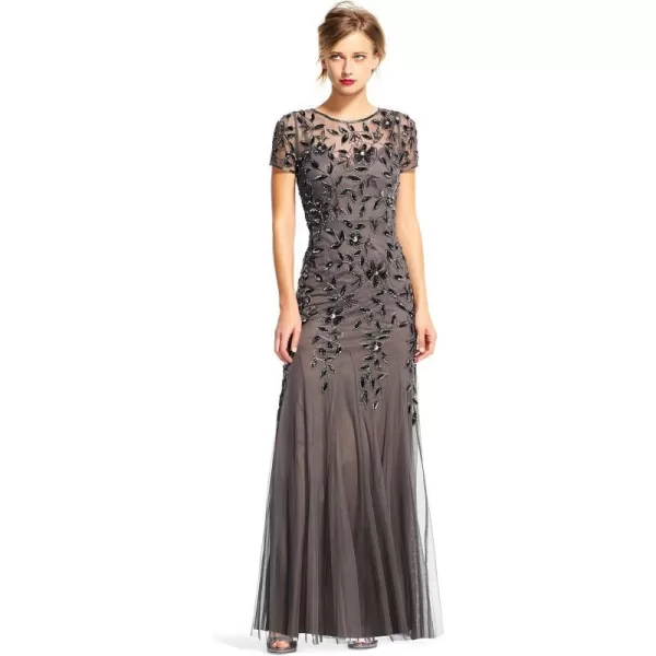 Adrianna Papell Womens Beaded Gown with GodetsLead