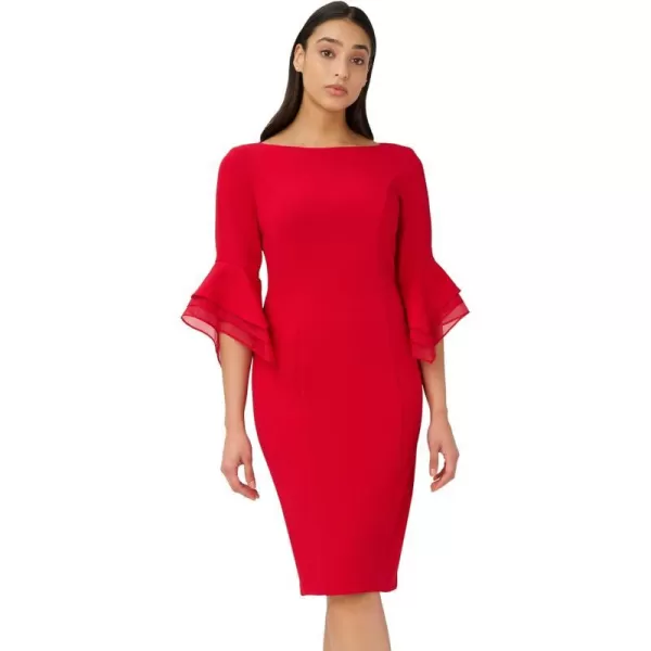 Adrianna Papell Womens Knit Crepe Tiered Sleeve DressStandard Red