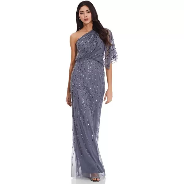 Adrianna Papell Womens Long Beaded DressDusty Blue