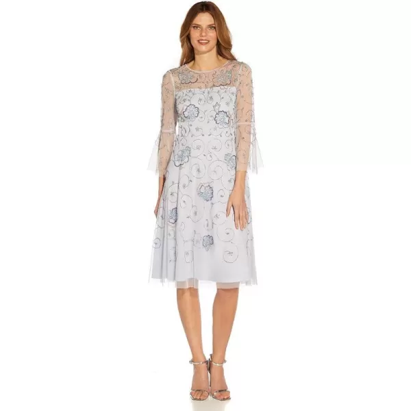 Adrianna Papell Womens Long Sleeve Beaded Midi DressSerenity Multi