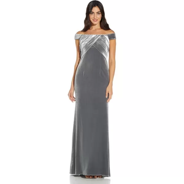 Adrianna Papell Womens Stretch Velvet DressSilver