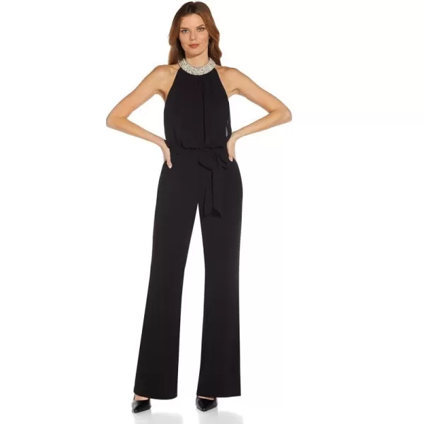 Adrianna Papell womens Pearl Chiffon Crepe JumpsuitBlack