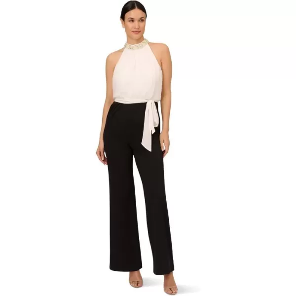 Adrianna Papell womens Pearl Chiffon Crepe JumpsuitIvoryBlack