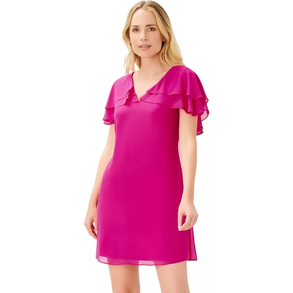 Adrianna Papell Womens Chiffon Shift DressBrilliant Fuchsia