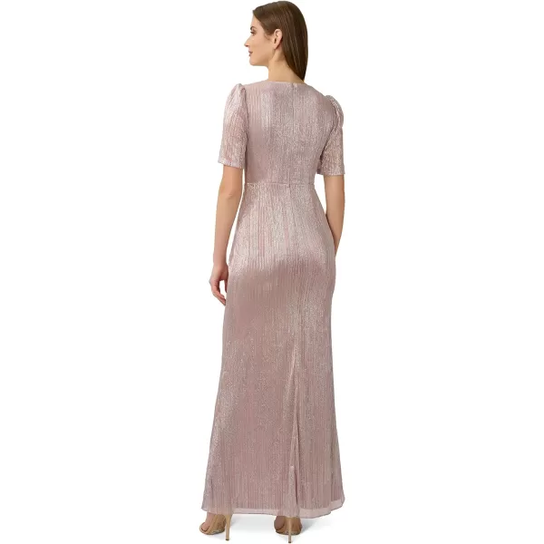 Adrianna Papell Womens Foiled Mesh Draped GownBlush