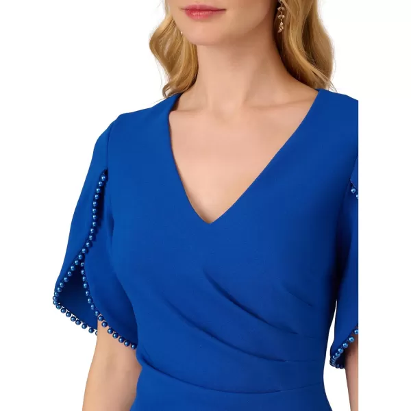 Adrianna Papell Womens Knit Crepe Pearl Trim DressViolet Cobalt