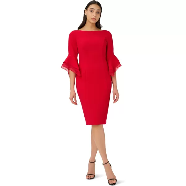 Adrianna Papell Womens Knit Crepe Tiered Sleeve DressRed