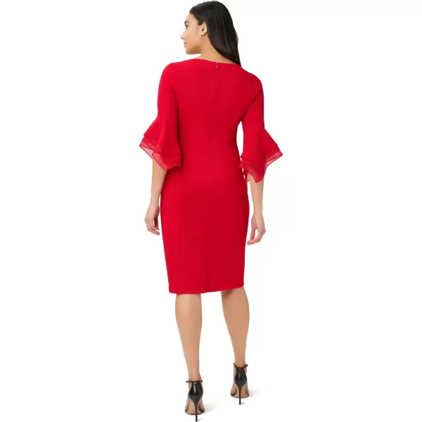 Adrianna Papell Womens Knit Crepe Tiered Sleeve DressRed