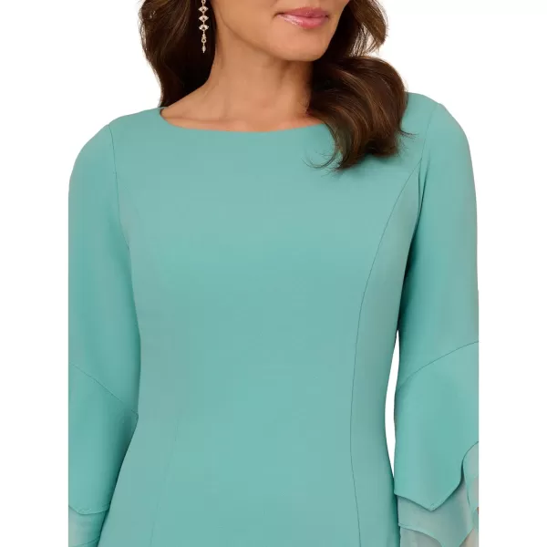 Adrianna Papell Womens Knit Crepe Tiered Sleeve DressSmoky Jade