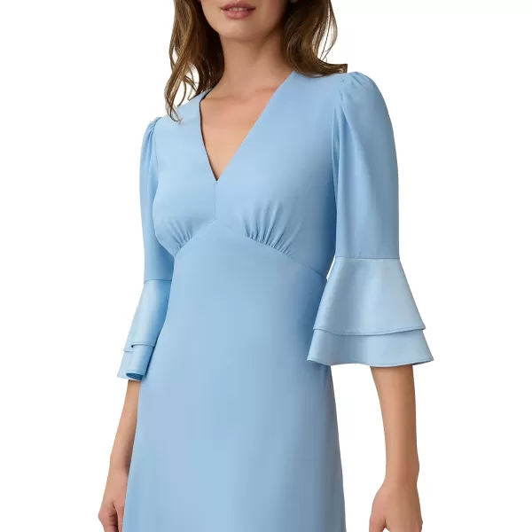 Adrianna Papell Womens Satin Crepe Bell Sleeve DressElegant Sky