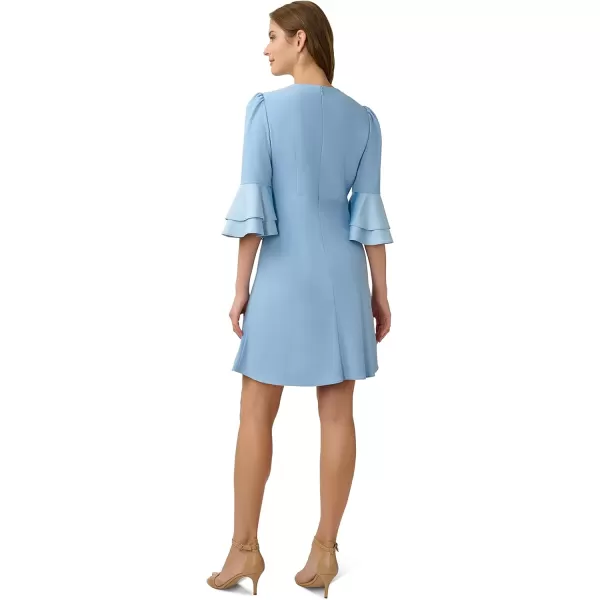 Adrianna Papell Womens Satin Crepe Bell Sleeve DressElegant Sky