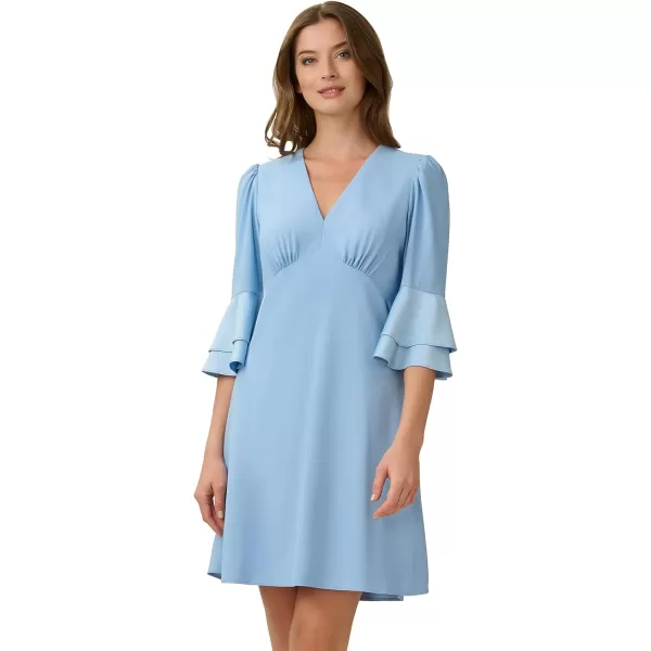 Adrianna Papell Womens Satin Crepe Bell Sleeve DressElegant Sky