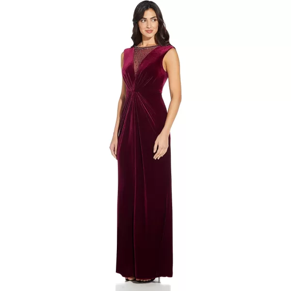 Adrianna Papell Womens Beaded Velvet Mermaid GownBurgundy