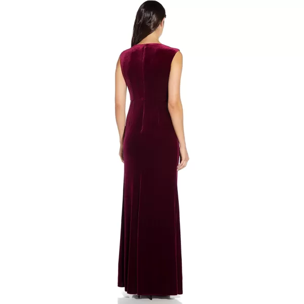 Adrianna Papell Womens Beaded Velvet Mermaid GownBurgundy