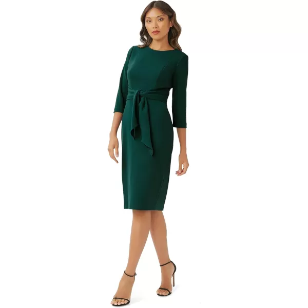 Adrianna Papell Womens Bow Sheath Dress with Three Quarter SleevesHunter