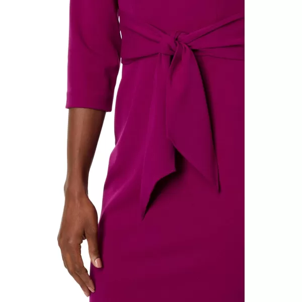 Adrianna Papell Womens Bow Sheath Dress with Three Quarter SleevesWildberry