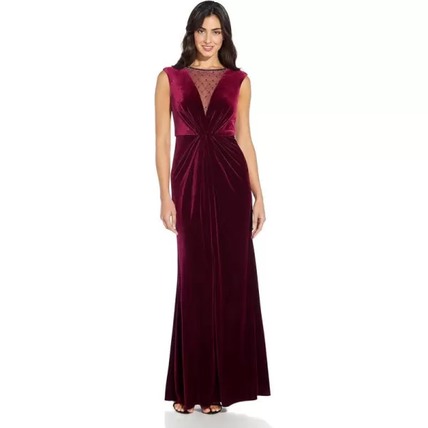 Adrianna Papell Womens Beaded Velvet Mermaid GownBurgundy