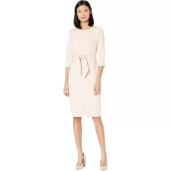 Adrianna Papell Womens Bow Sheath Dress with Three Quarter SleevesBlush