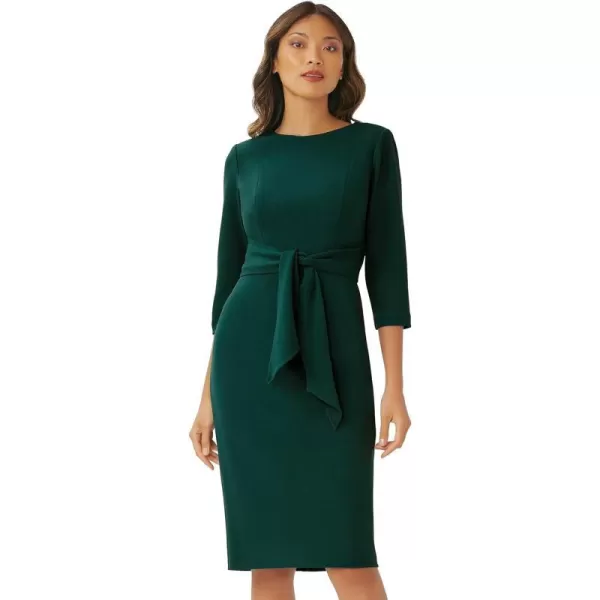 Adrianna Papell Womens Bow Sheath Dress with Three Quarter SleevesHunter