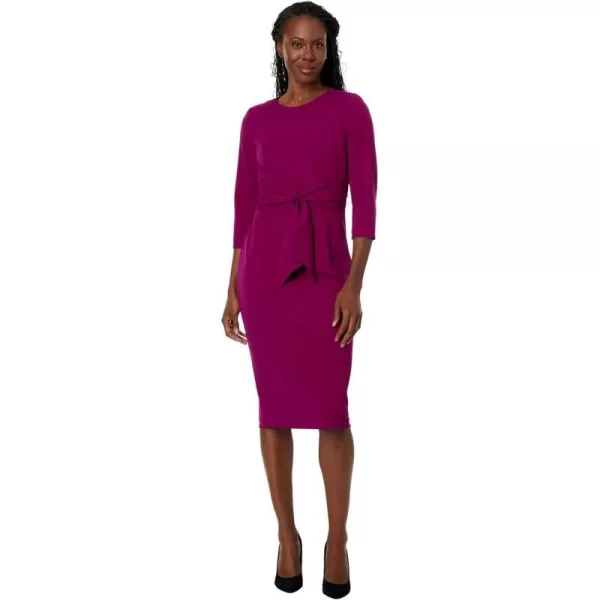 Adrianna Papell Womens Bow Sheath Dress with Three Quarter SleevesWildberry