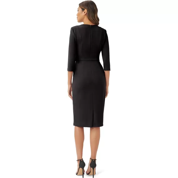 Adrianna Papell Womens Bow Sheath Dress with Three Quarter SleevesBlack